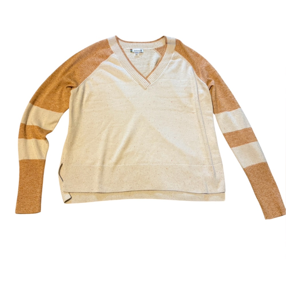 Smartwool Women's Cream and Tan V-Neck Sweater